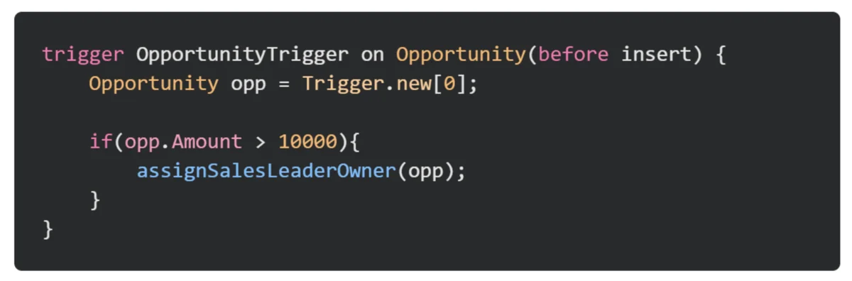 Non-bulk apex code example showing why trigger logic must handle record collections