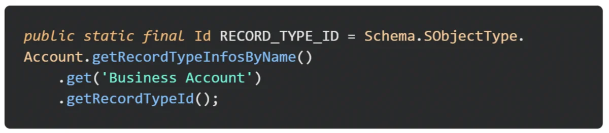 Salesforce record type lookup in apex code without hard-coded IDs