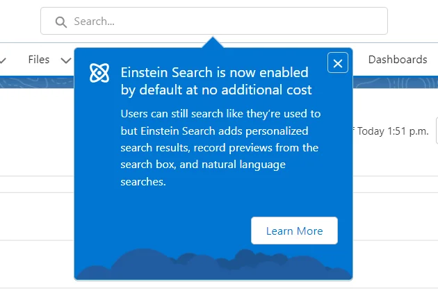 Salesforce in app guidance example displayed inside a Lightning application