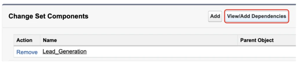 View and add dependencies option for Salesforce outbound change sets