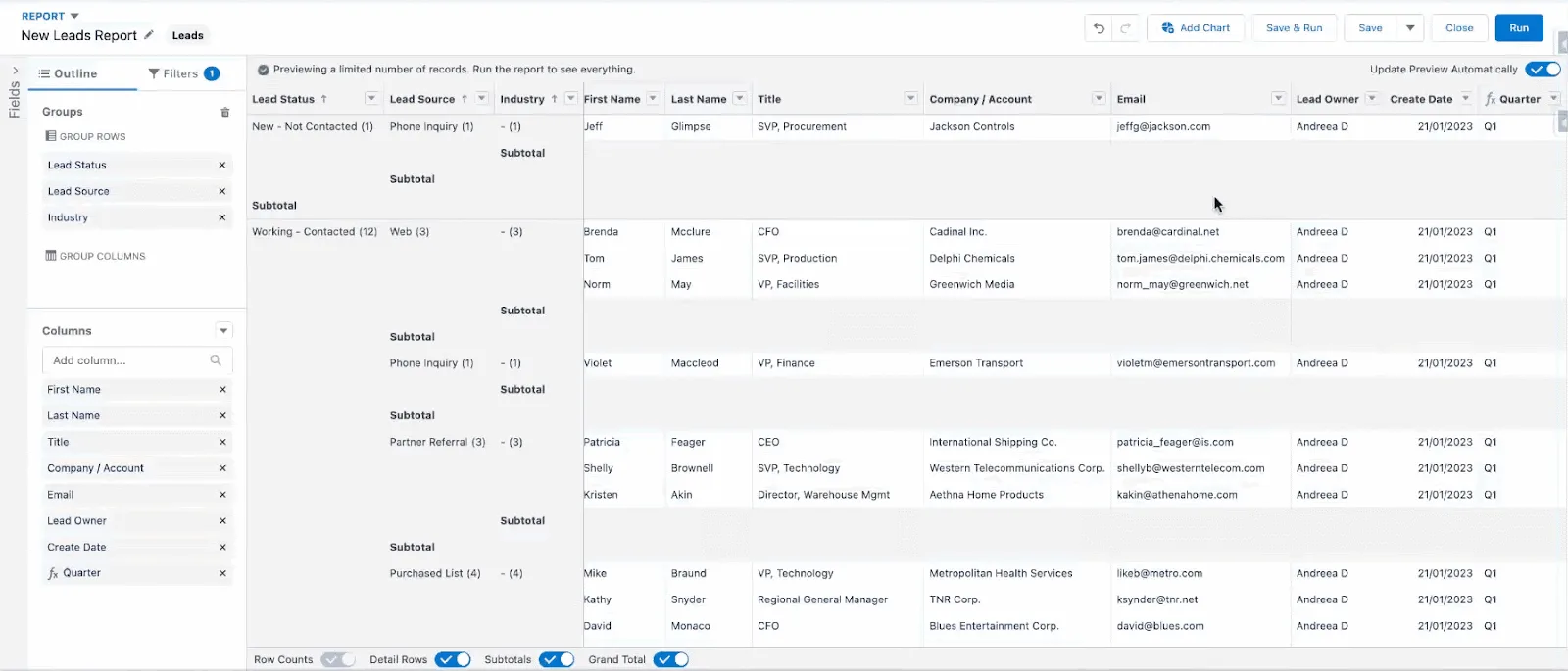 Case formula example grouping Salesforce dates into calendar quarters