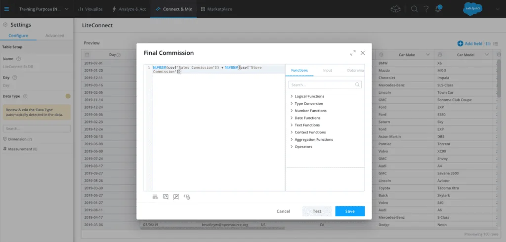 TotalConnect file import screen for Marketing Cloud Intelligence data mapping