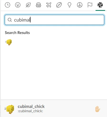 Cubimal chick emoji associated with Slack and Glitch