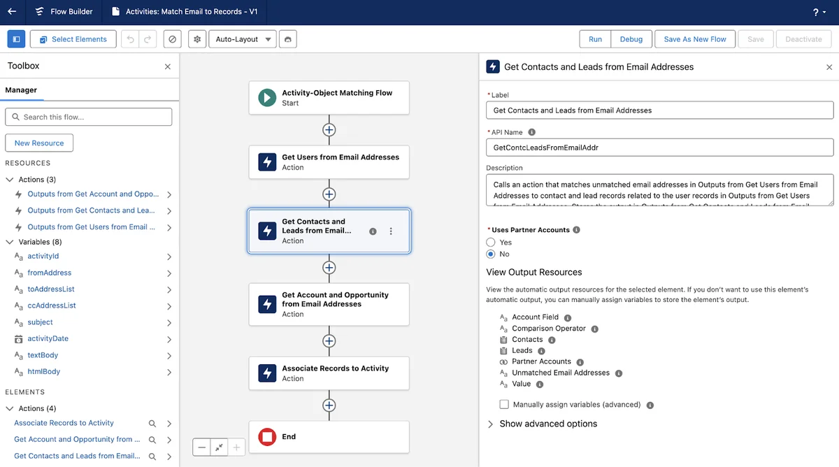 Flow-based email matching for Einstein Activity Capture records