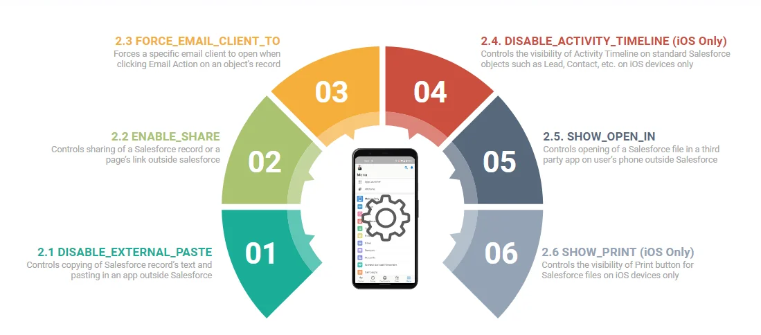 Salesforce mobile app controls for user actions after authentication