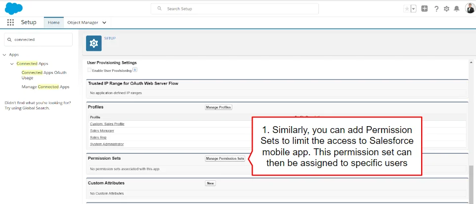 Salesforce permission set configuration for selected mobile users