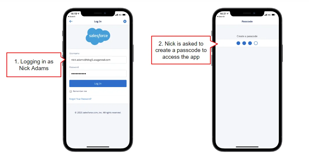Salesforce mobile app PIN length and timeout policy configuration