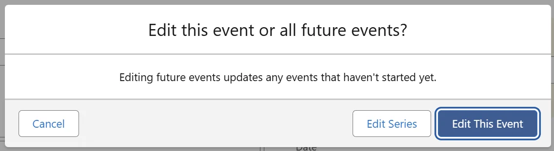 Salesforce recurring Event fields used for calendar activity series