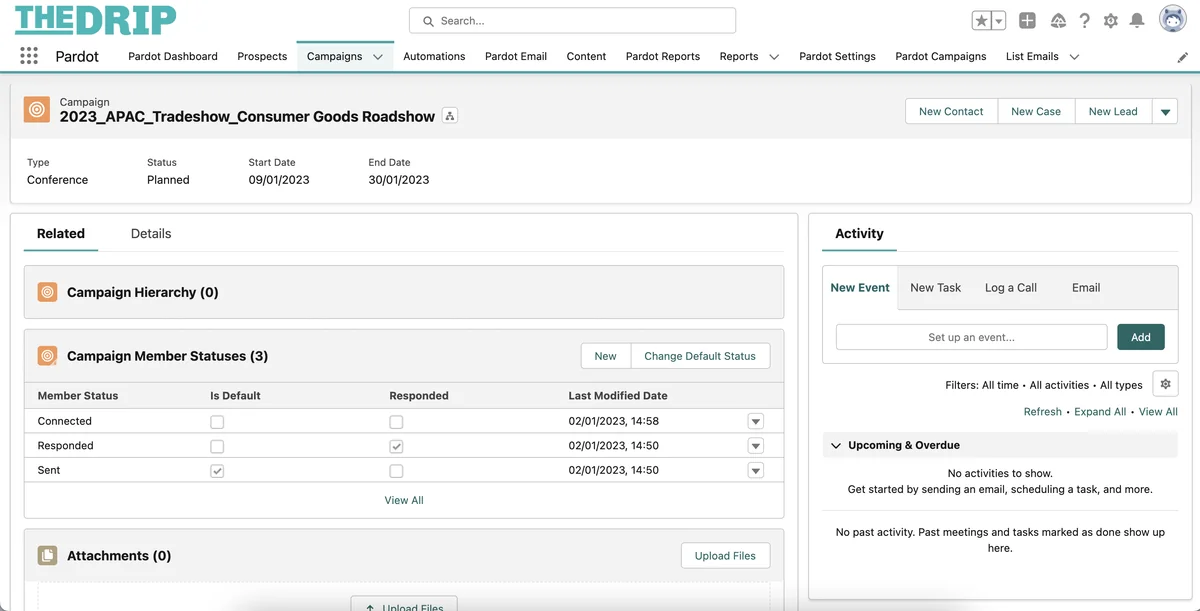 Connected Campaigns configuration for Pardot and Salesforce integration