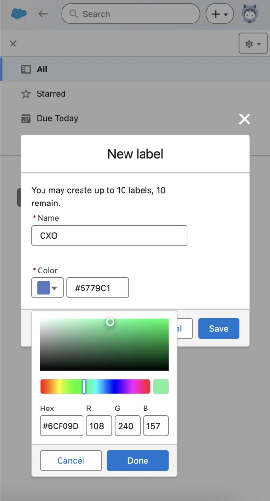 Chrome extension workspace view for managing Salesforce records