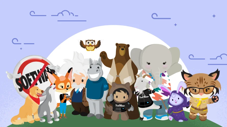 salesforce characters group illustration used across Trailhead learning content