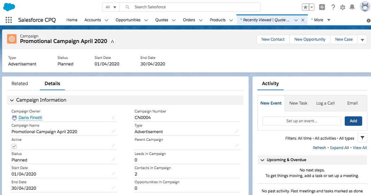 CPQ in Salesforce pricing rule and promotion setup for quote calculations