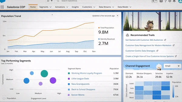 salesforce data cloud architecture showing unified customer data across channels