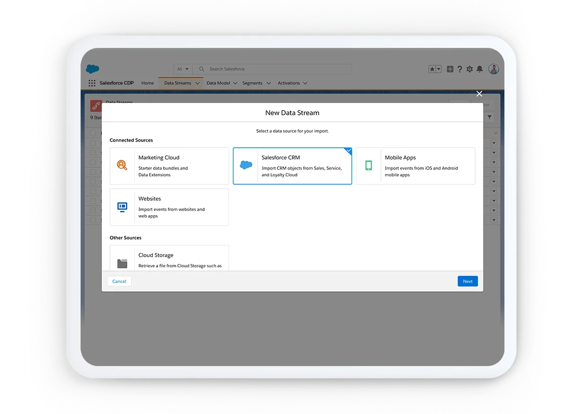Customer 360 data model mapping from source records to Data 360 objects