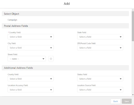 address validation Salesforce record field mapping example