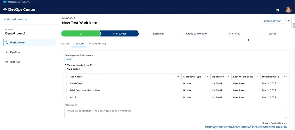 salesforce devops DevOps Center pipeline stages for release promotion