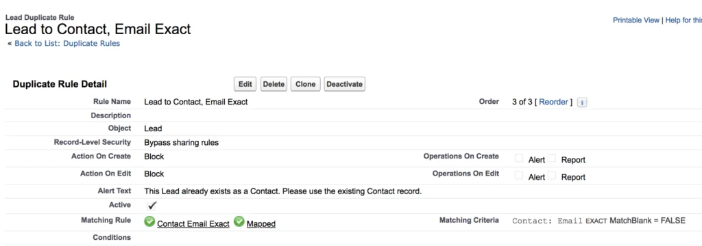 Lead to Contact duplicate rule configuration for cross object duplicate checks