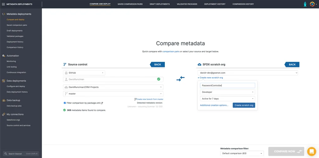 Salesforce DX scratch org creation from a Dev Hub and project definition file