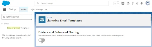 Salesforce email templates setting for folders and enhanced sharing in Lightning setup