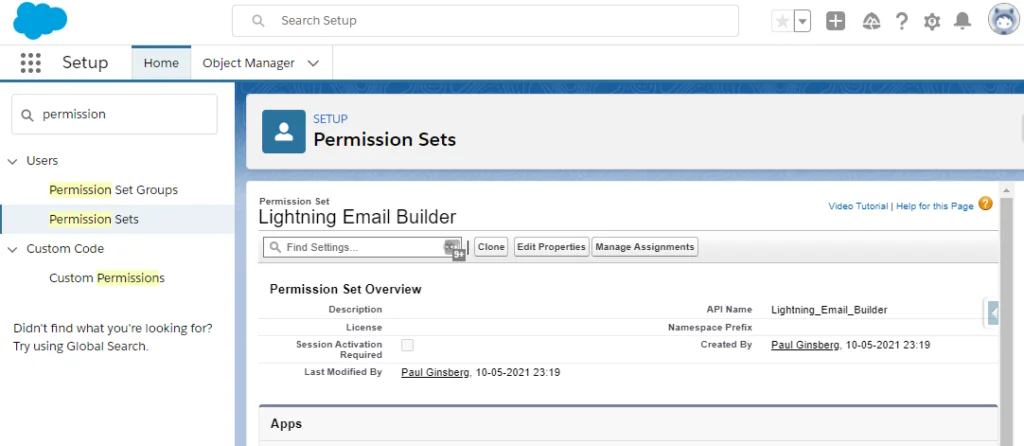 Permission set setup for lightning email templates and content builder access