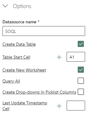 SOQL refresh options in a Salesforce Excel connector