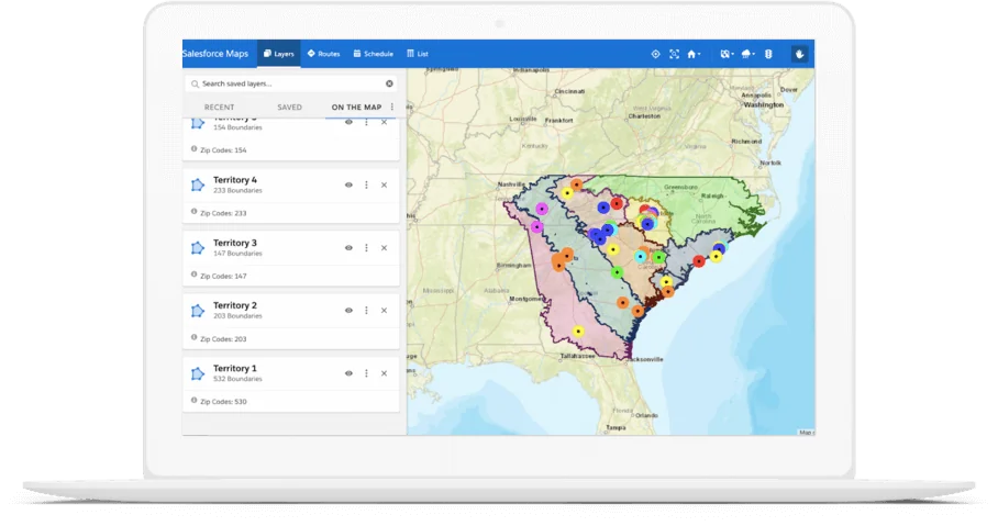 map in sfdc marker layer configuration with Salesforce account and lead data filters