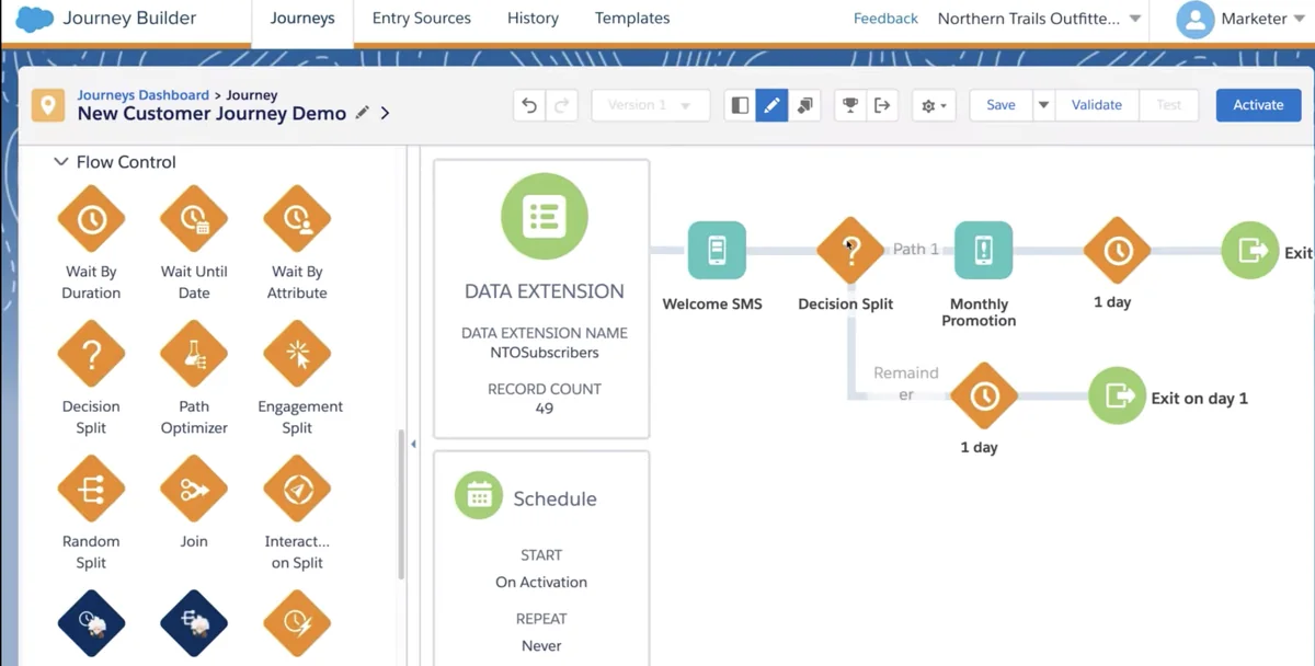 Marketing Cloud studios interface showing email, mobile, and automation capabilities