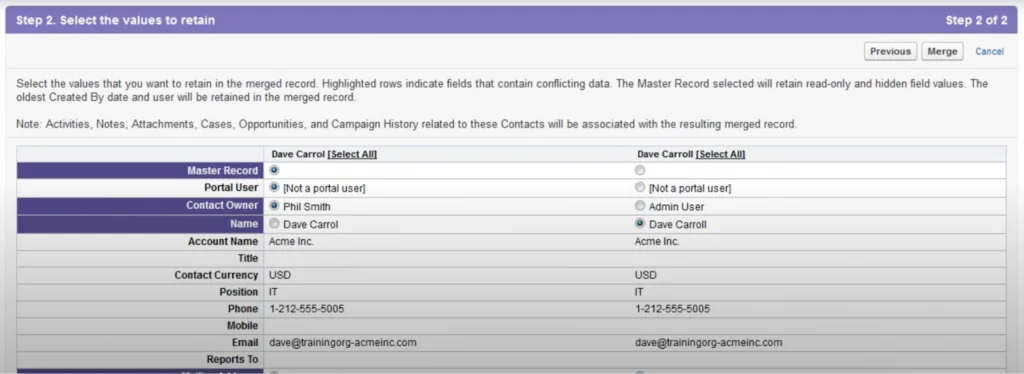 Salesforce Merge Contacts | Accounts | SalesforceTutorial
