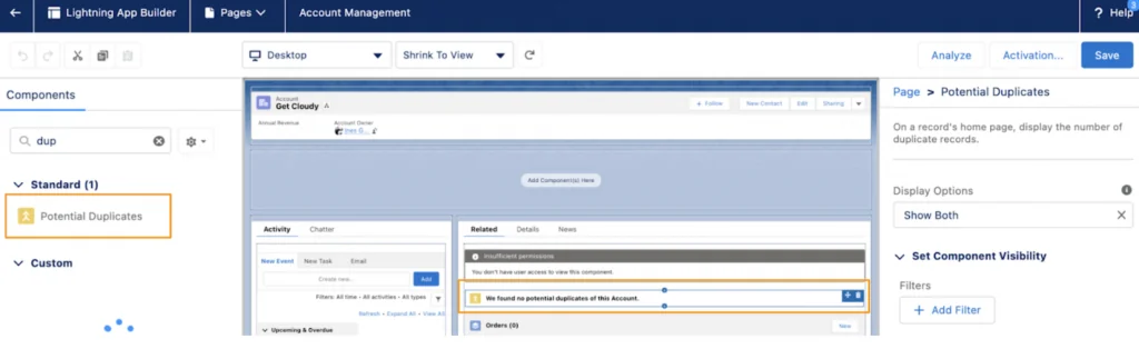 Potential duplicate Accounts ready to merge in Salesforce Lightning
