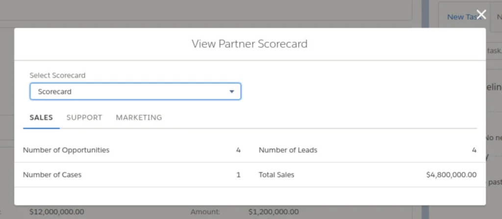 Partner performance scorecard and analytics in a Salesforce partner portal