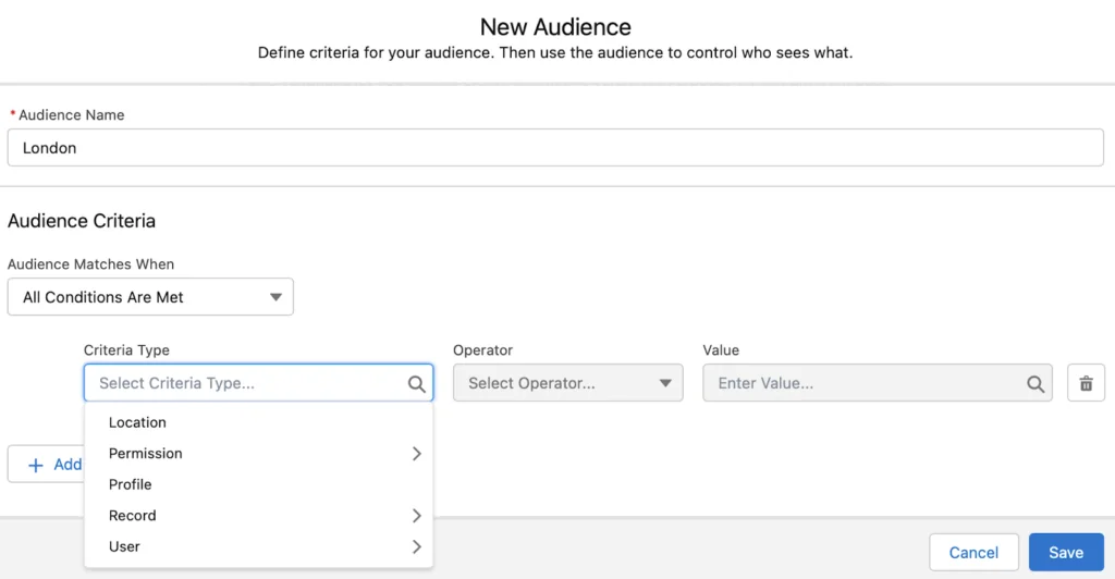 Audience targeting and page variations for a partner portal Salesforce implementation