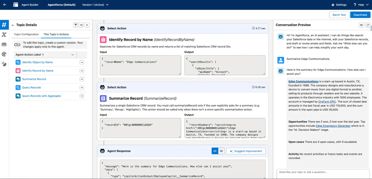 Agentforce trust and action flow for Salesforce users and AI agents