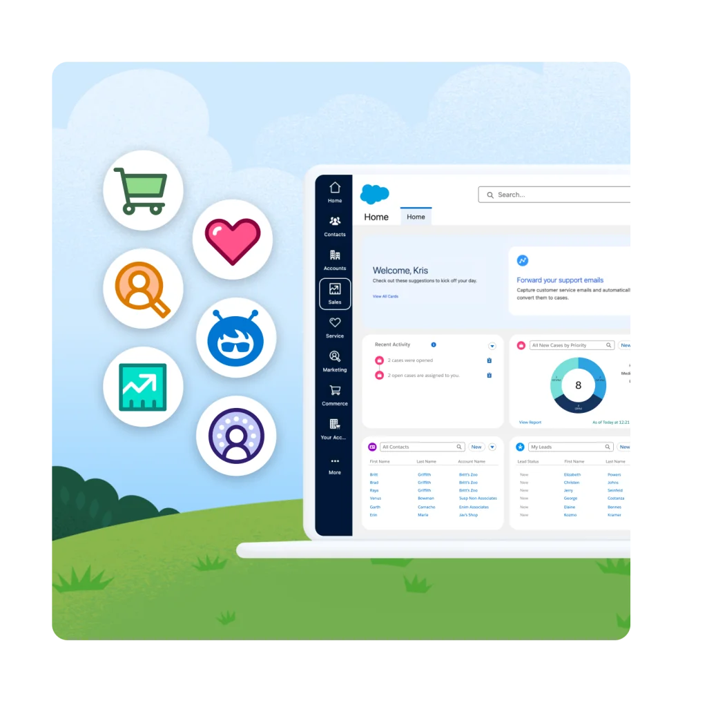 Salesforce Foundations included features across sales service marketing commerce Data 360 and Agentforce