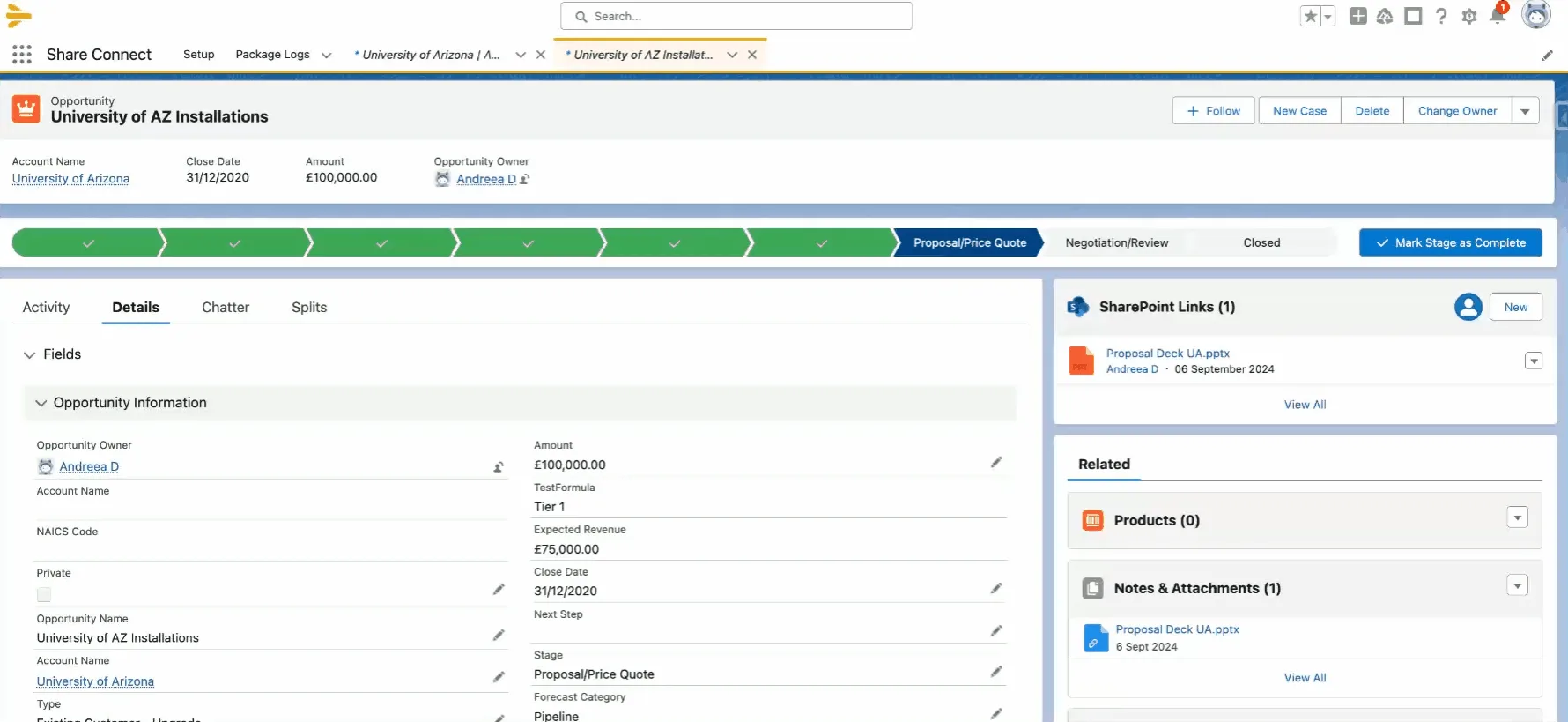 SharePoint document preview presented inside a Salesforce record