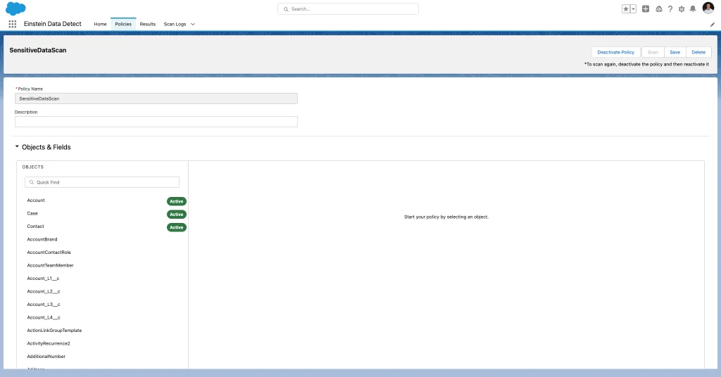 Salesforce Shield external key management configuration interface