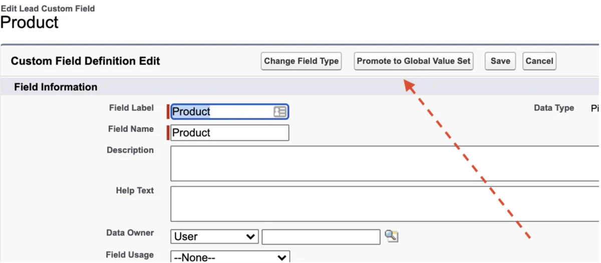 Promote an existing Salesforce custom picklist to a global value set