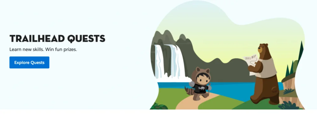 Trailhead Quests homepage showing monthly challenges and prizes