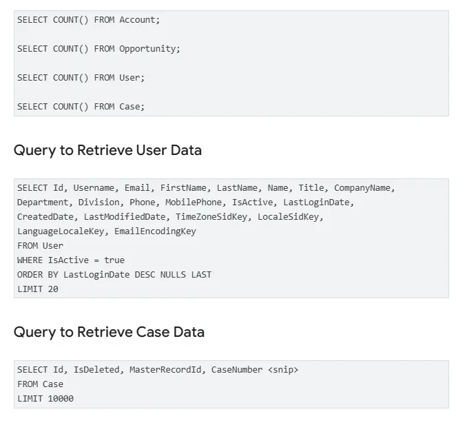 SOQL query pattern review for Salesloft Drift Salesforce investigation