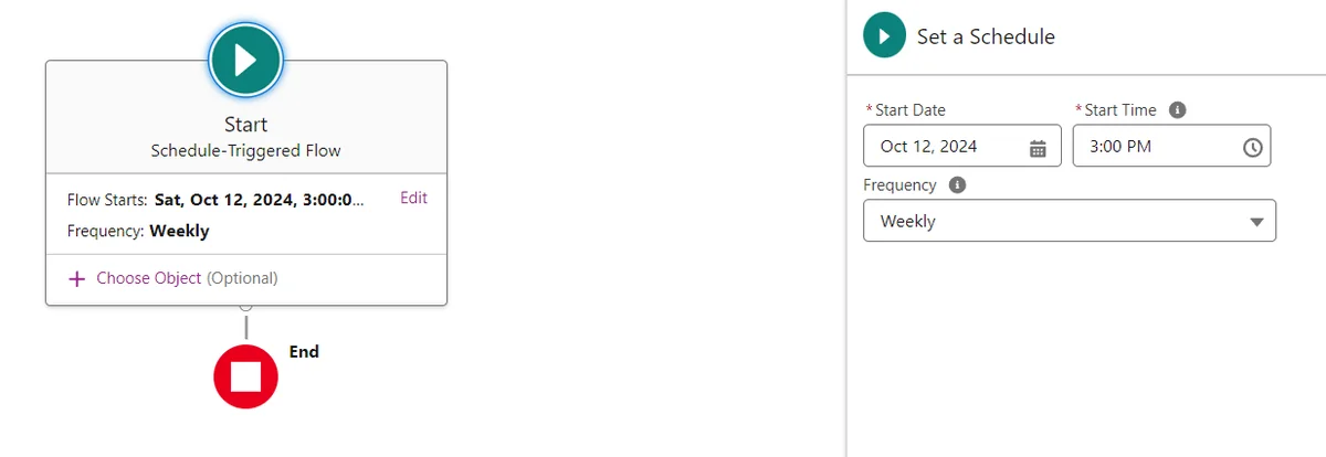 Scheduled path configuration screen with date, time and frequency settings