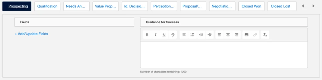Salesforce opportunity Path showing stage progress and key fields