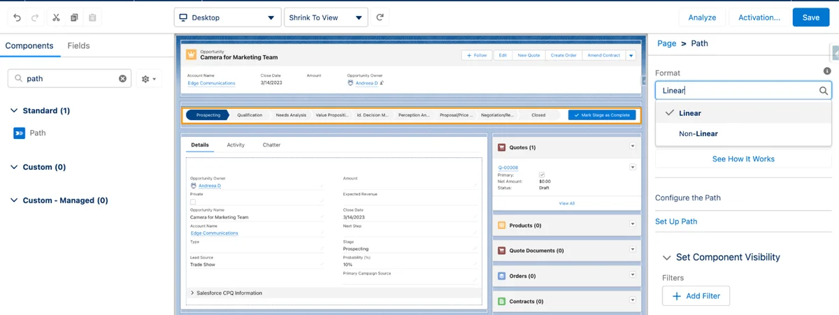 Lightning Path guidance for Salesforce opportunity stage completion