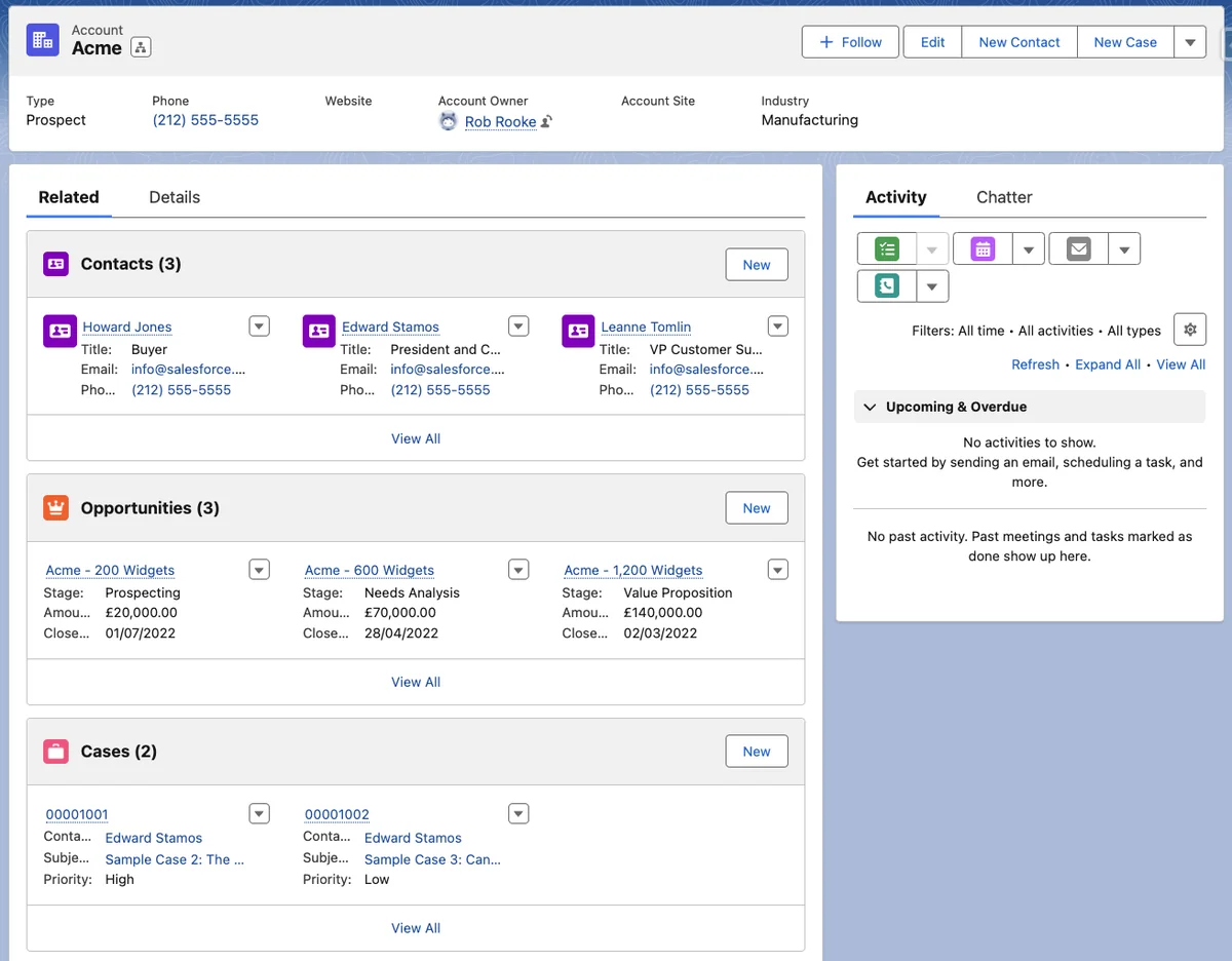 what are enhanced lists in Salesforce shown as related records on a Lightning record page