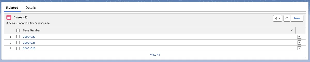 Salesforce related lists arranged on an account record page for user workflow