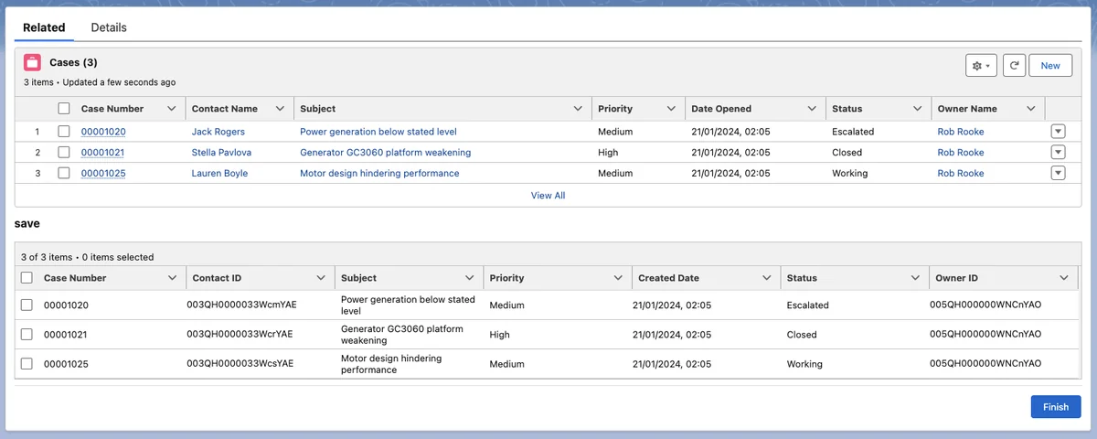 Screen Flow data table compared with a dynamic related list Salesforce setup
