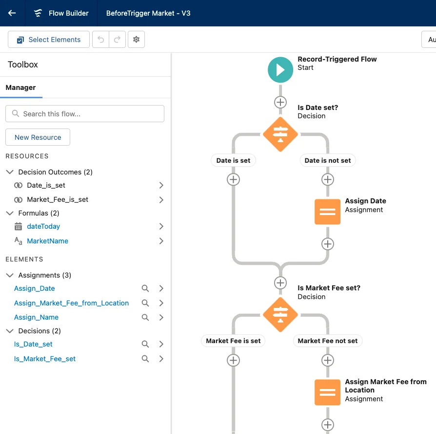 Salesforce Flow automation tool demonstrating platform capabilities for process automation