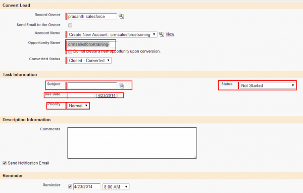 convert a Lead to opportunity in salesforce