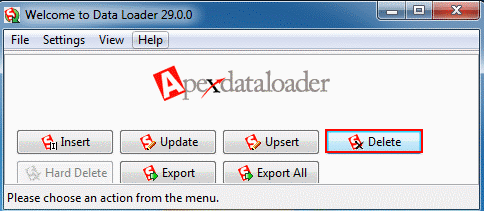 Delete and Export operations using Apex Data Loader Delete and Export operations using Apex Data Loader