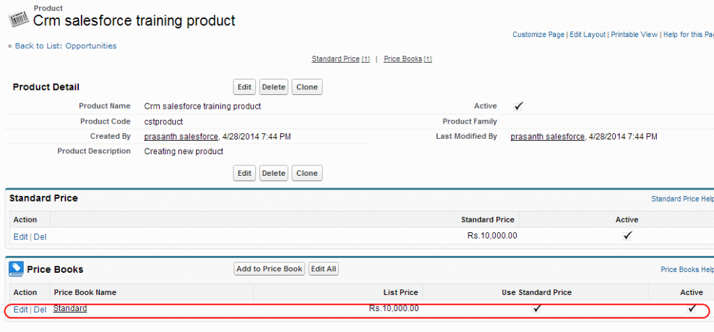 Adding product and price book to an opportunity in salesforce