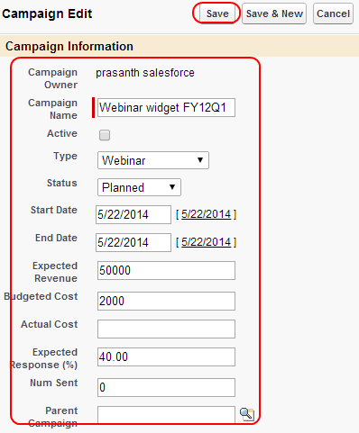 new campaign creation in salesforce