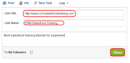 adding link in Salesforce chatter